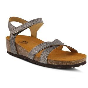Spring Step Illian Pewter Metallic Sandals 8.5